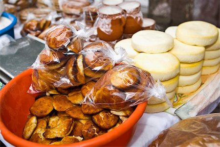 simsearch:625-01261270,k - Breads and stacks of cheese at a market stall, Zacatecas State, Mexico Stock Photo - Premium Royalty-Free, Code: 625-02933673