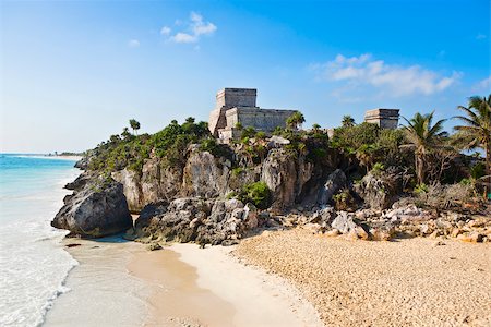 famous place of mexico places - Ruins of a castle at the seaside, Zona Arqueologica De Tulum, Cancun, Quintana Roo, Mexico Stock Photo - Premium Royalty-Free, Code: 625-02933784