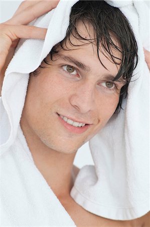 simsearch:628-05817544,k - Young man drying hair with towel Stock Photo - Premium Royalty-Free, Code: 628-05817753