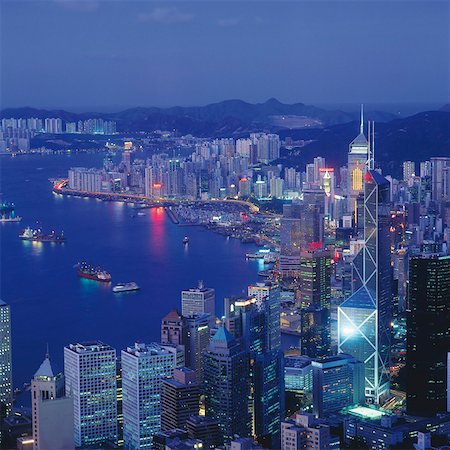 pictures of hong kong city at night - Skyling of Hong Kong, China Stock Photo - Premium Royalty-Free, Code: 628-02062484