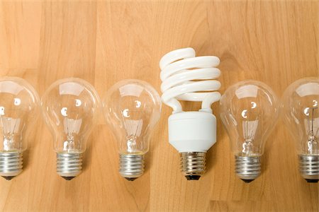 energy efficiency - Energy efficient light bulb among conventional light bulbs, Germany Stock Photo - Premium Royalty-Free, Code: 628-02953739