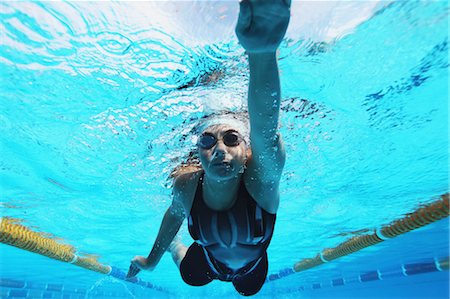 free style - Woman Swimming in Pool, Underwater Stock Photo - Premium Royalty-Free, Code: 622-05786820