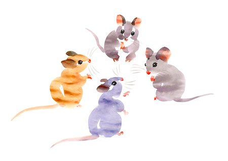 Illustration Of Mice Meeting Stock Photo - Premium Royalty-Free, Code: 622-06190879
