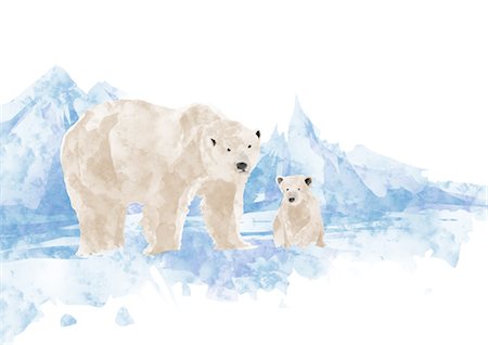 scenery drawings nature - Mother And Baby Polar Bear Stock Photo - Premium Royalty-Free, Code: 622-06191002