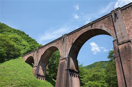 railway japan photography - Green and Megane bridge at Usui railway heritage Stock Photo - Premium Royalty-Free, Code: 622-06369715