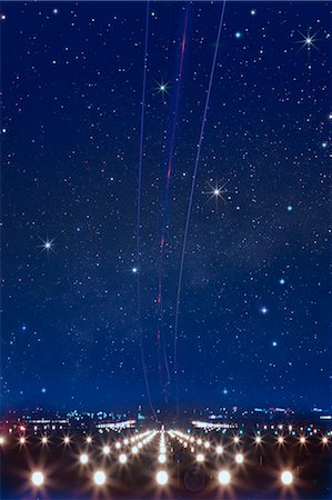 plane sky - Airplane take off and stars in the night sky Stock Photo - Premium Royalty-Free, Code: 622-06398403