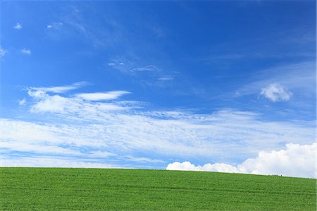 Grassland and blue sky with clouds, Hokkaido Stock Photo - Premium Royalty-Free, Code: 622-06439848