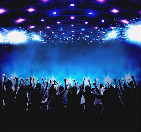 silhouette hand - Audience enjoying live concert Foto de stock - Sin royalties Premium, Código: 622-08122832
