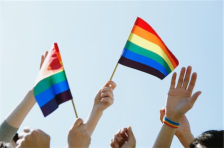 People with rainbow flags Stock Photo - Premium Royalty-Free, Code: 622-08657755