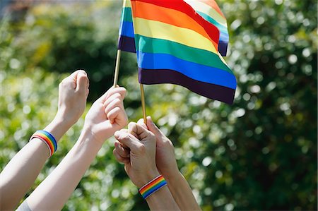 People with rainbow flags Stock Photo - Premium Royalty-Free, Code: 622-08657768