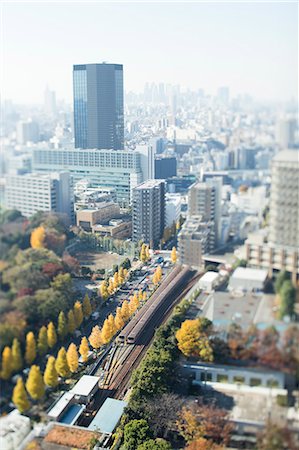 simsearch:622-06809333,k - Tilt-shift bird's eye view of Tokyo cityscape, Tokyo, Japan Foto de stock - Sin royalties Premium, Código: 622-08723378