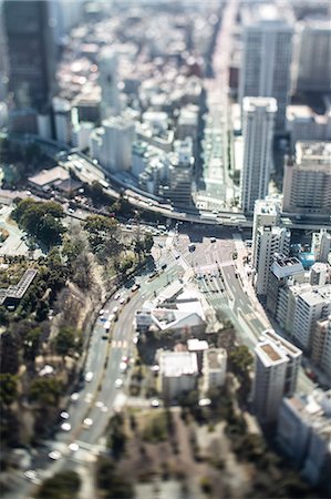 simsearch:622-06809333,k - Tilt-shift bird's eye view of Tokyo cityscape, Tokyo, Japan Foto de stock - Sin royalties Premium, Código: 622-08723409
