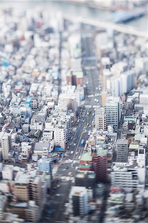 simsearch:622-06809333,k - Tilt-shift bird's eye view of Tokyo cityscape, Tokyo, Japan Foto de stock - Sin royalties Premium, Código: 622-08723403