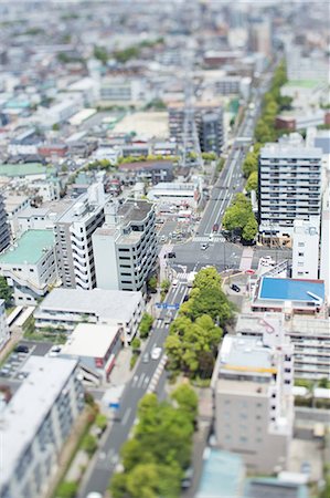 simsearch:622-06809333,k - Tilt-shift bird's eye view of Tokyo cityscape, Tokyo, Japan Foto de stock - Sin royalties Premium, Código: 622-08723427