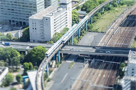 Tilt-shift bird's eye view of Tokyo cityscape, Tokyo, Japan Stock Photo - Premium Royalty-Free, Code: 622-08723433