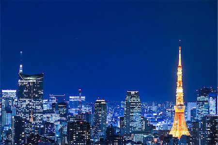 Tokyo cityscape at night, Tokyo, Japan Foto de stock - Sin royalties Premium, Código: 622-08949270