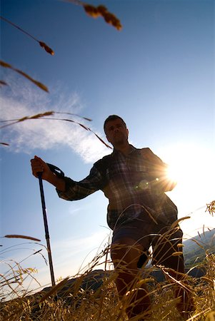 Male hiker with pole Stock Photo - Premium Royalty-Free, Code: 622-01080633