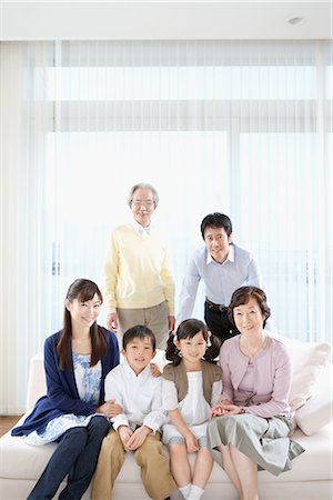 elder care - Asian family posing together and looking at camera Stock Photo - Premium Royalty-Free, Code: 622-02759150