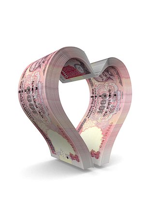 rupee - Indian currency notes forming heart shaped Stock Photo - Premium Royalty-Free, Code: 630-06724015