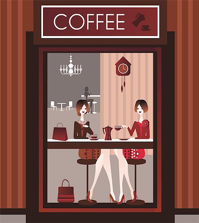 foods illustration - Two women in a cafe Stock Photo - Premium Royalty-Free, Code: 630-06724030