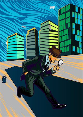 simsearch:630-06724175,k - Businessman searching with a magnifying glass Stock Photo - Premium Royalty-Free, Code: 630-06724198