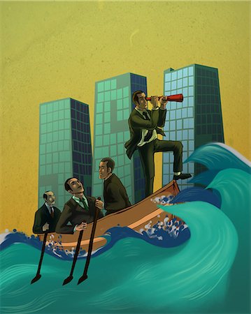 recession - Businessmen in a boat Stock Photo - Premium Royalty-Free, Code: 630-06724190