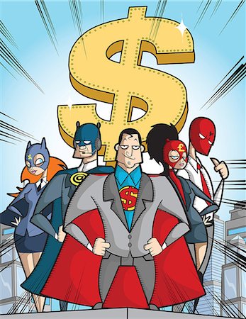 Business super hero with dollar sign Stock Photo - Premium Royalty-Free, Code: 630-06724291
