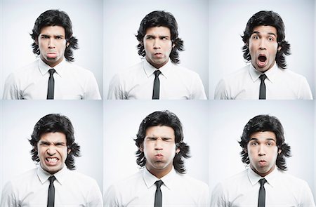 suspicious - Multiple images of a businessman making funny faces Stock Photo - Premium Royalty-Free, Code: 630-06724703