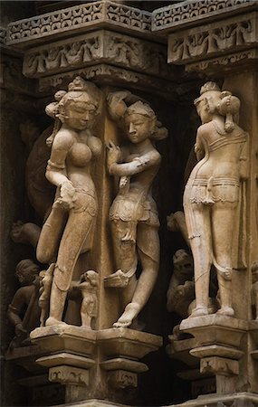 erotic female figures - Sculptures on a temple, Lakshmana Temple, Khajuraho, Chhatarpur District, Madhya Pradesh, India Stock Photo - Premium Royalty-Free, Code: 630-06721832