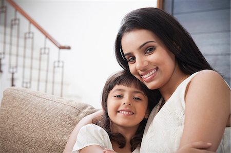 family portrait asian not grandparent - Portrait of a woman smiling with her daughter Stock Photo - Premium Royalty-Free, Code: 630-06722988