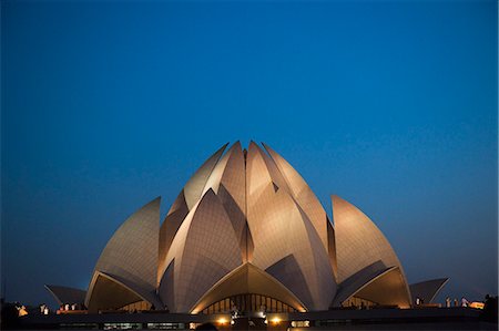 facade of modern building - Temple lit up at night, Lotus Temple, New Delhi, India Stock Photo - Premium Royalty-Free, Code: 630-06723584