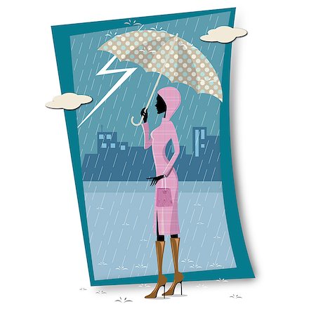 simsearch:700-00378081,k - Woman sheltering under an umbrella during rain Photographie de stock - Premium Libres de Droits, Code: 630-06723588