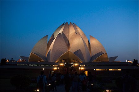 Temple lit up at night, Lotus Temple, New Delhi, India Stock Photo - Premium Royalty-Free, Code: 630-06723582