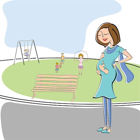 Pregnant woman walking in a park Foto de stock - Sin royalties Premium, Código: 630-06723856