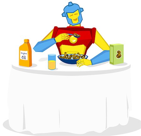 simsearch:400-07899875,k - Robot at a breakfast table Stock Photo - Premium Royalty-Free, Code: 630-06723983