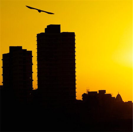 Silhouette of skyscrapers at dusk Mumbai, Maharashtra, India Stock Photo - Premium Royalty-Free, Code: 630-01126689