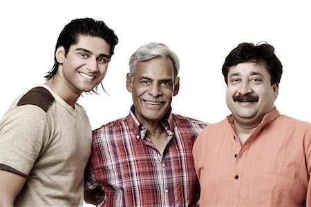 simsearch:630-01296751,k - Portrait of a senior man and his two sons smiling Stock Photo - Premium Royalty-Free, Code: 630-01296741