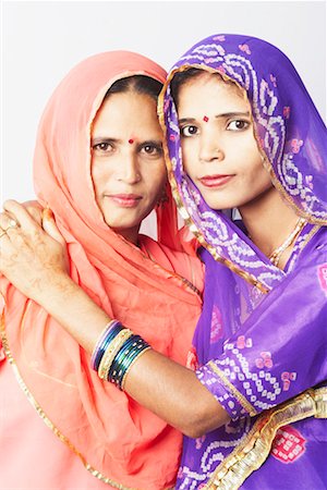 rajasthan clothes for women - Portrait of two young women Stock Photo - Premium Royalty-Free, Code: 630-01490642