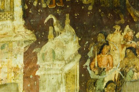 Close-up of a mural in a cave, Ajanta, Maharashtra, India Stock Photo - Premium Royalty-Free, Code: 630-01708861