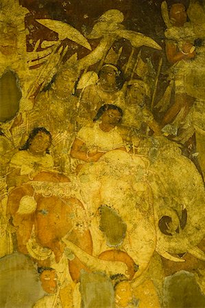 Close-up of a mural in a cave, Ajanta, Maharashtra, India Stock Photo - Premium Royalty-Free, Code: 630-01708862