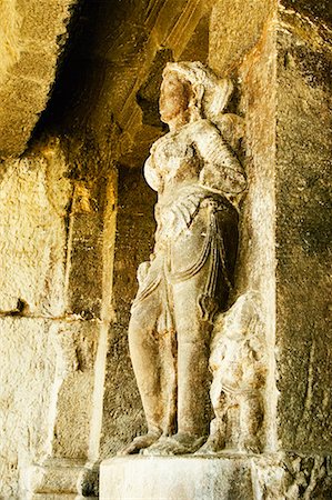 Statue of a goddess carved in a cave, Ellora, Aurangabad, Maharashtra, India Stock Photo - Premium Royalty-Free, Code: 630-01708970