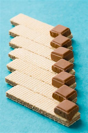 simsearch:630-01709492,k - Close-up of chocolate bars on wafers Stock Photo - Premium Royalty-Free, Code: 630-01709452