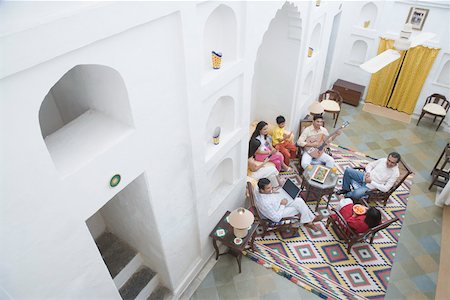 simsearch:630-01873032,k - High angle view of a group of people sitting together Stock Photo - Premium Royalty-Free, Code: 630-01872686