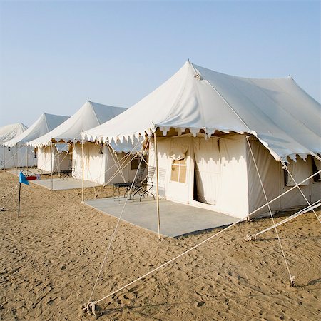 Tents on a landscape, Sam Desert, Jaisalmer, Rajasthan, India Stock Photo - Premium Royalty-Free, Code: 630-03479123