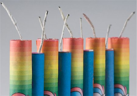 Close-up of firecrackers in a row Stock Photo - Premium Royalty-Free, Code: 630-03480102
