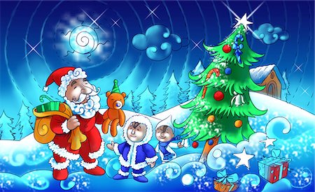 santa claus with children - Santa Claus giving a gift to a child Stock Photo - Premium Royalty-Free, Code: 630-03481380