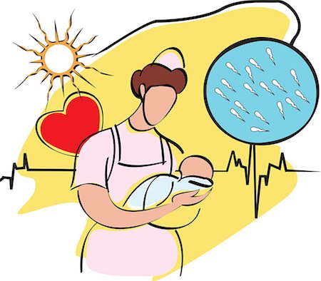 people illustration photo - Female nurse carrying a baby Stock Photo - Premium Royalty-Free, Code: 630-03481427