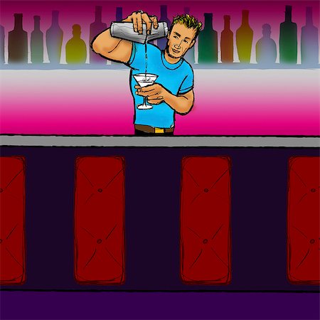 Bartender making a cocktail at a bar counter Stock Photo - Premium Royalty-Free, Code: 630-03481844