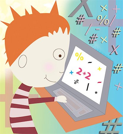 simsearch:630-03482408,k - Boy learning on a computer Stock Photo - Premium Royalty-Free, Code: 630-03481877