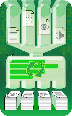 simsearch:630-06723923,k - Illustrative representation showing file processing system Stock Photo - Premium Royalty-Free, Code: 630-03481908